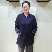 YUN韫2023冬季女装棒球领拉链拼料中长款女风衣 韩版棉衣3118