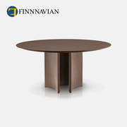 芬纳维亚 北美黑胡桃木圆形餐桌大理石现代极简约（Alan-1艾兰）