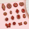 亚克力巴洛克复古红描系列珠子DIY串珠手链材料手工耳环饰品配件