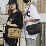 韩版男女单肩包男帆布包，多功能斜跨户外休闲包时尚斜挎小背包