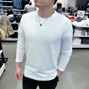 CK Calvin Klein 男士春季运动休闲速干弹力透气圆领长袖T恤