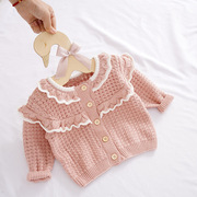 女童针织开衫纯棉一岁宝宝外套3个月新生婴儿毛衣公主韩版春秋装
