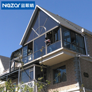 蓝眼睛别墅钢结构阳光房定制可折叠移铝合金玻璃房雨棚露台顶棚