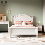 约卧室儿童床美式实木，女孩公主床单人床，1.35米儿童套房家具