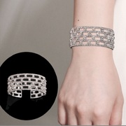几何形水钻手镯手环时尚奢华欧美性感多层手链，手饰开口可调节