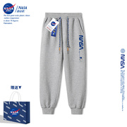 NASA男童裤子春秋款2024春装中大童儿童女童装灰色休闲运动裤