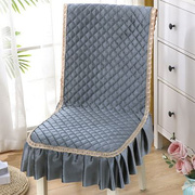 餐桌椅垫套装冬毛绒纯色现代简约连体餐椅垫椅套椅子坐垫椅子套罩