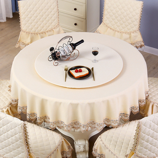 大圆桌桌布转盘套棉麻餐椅垫，靠背罩简约现代家用椅子套罩椅套套装