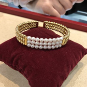 西班牙majorica手环多层珍珠手镯4mm欧美装饰袖口时尚
