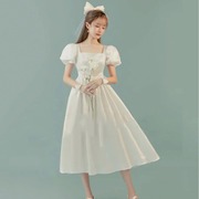 白色领证登记小礼服平时可穿成人礼连衣裙公主生日宴会订婚轻婚纱
