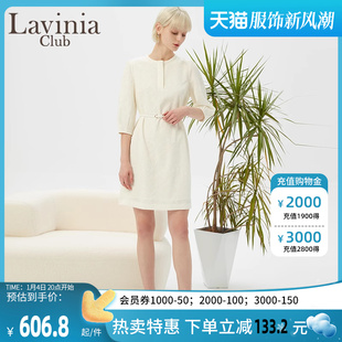 lavinia连衣裙2023春秋七分袖，腰带设计ol气质，连身裙女r31l103