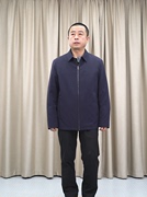 商务休闲翻领尼克服男深蓝色ykk獭兔毛，普洛克活里活面外套