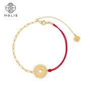 molie莫莉铜钱手饰红绳，原创设计中风国，s925纯银手链女新年礼物