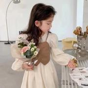 女童公主裙秋季时髦中大童连衣裙甜美生日，礼服洋气套装花童