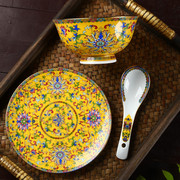 碗碟套装家用陶瓷碗创意中式碗盘骨碟组合单个骨瓷碗高脚饭碗