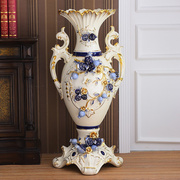 欧式号大陶瓷花瓶摆件高档别墅大型落地家装饰干花瓶插花玄关客厅