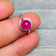 无烧粉红色红宝石裸石镶嵌18k白金搭配南非钻石戒指圆