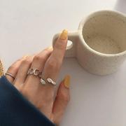 韩国s925银戒指女时尚个性，复古泰银链条食指，戒拼接几何指环手饰