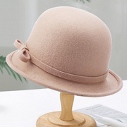 秋冬女士时装小礼帽不规则帽檐，时尚百搭帽子英伦复古纯羊毛呢盆帽