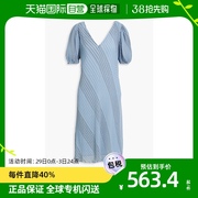 香港直邮潮奢 GANNI 甘尼 女士褶裥条纹雪纺连衣裙