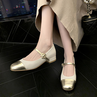 仙女风温柔单鞋女2023韩版低跟鞋法式软底复古玛丽珍女鞋小皮鞋