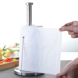 不锈钢纸巾座厨房专用纸巾架欧式卷纸架免打孔购物袋立式保鲜膜架
