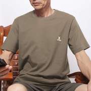 中年男士短袖t恤圆领，纯棉纯色宽松大码爸爸装中老年汗衫夏季半袖