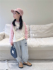 木西童品2024秋韩国版女童，可爱字母粉色插肩袖，t恤百搭长袖上衣潮