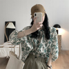 夏季女装韩版批发设计感小众七分袖衬衣，宽松复古套头碎花衬衫