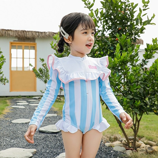 儿童泳衣女童中小童长袖防晒韩版可爱2023洋气夏女宝宝游泳装