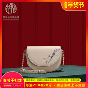 古伊西中国风复古小包印花牛皮包生日礼物送妈妈的包包斜挎奶奶包