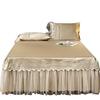 欧式床裙式床罩纯色刺绣蕾丝纱花边床单1.5米1.8x2.0床套夏季防滑