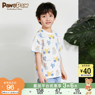 PawinPaw卡通小熊童装夏季男童圆领T恤短袖满印百搭