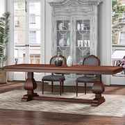 美式复古实木做旧餐桌欧式会客洽谈茶桌原木大板会议桌法式办公桌