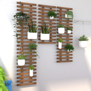 实木墙面装饰壁挂花架 庭院木网格爬藤架户外碳化防腐木栅栏