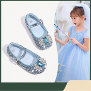 童鞋女2023夏公主(夏公主)鞋平跟配礼服水钻单鞋，女儿童圆头魔术贴