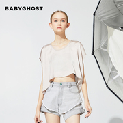 BABYGHOST原创设计师品牌女装光感涤纶轻薄短款T恤透气舒适小众女