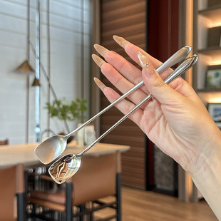 高级款定制316品级不锈钢长柄咖啡勺子搅拌勺调料勺冰勺蜂蜜
