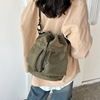 ins韩式斜跨手提水桶包上班学生通勤休闲个性百搭时尚抽绳帆布包