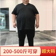 外贸欧版特大码t恤男400斤加肥加大300斤胖子短袖体恤V领特体纯棉