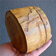 泰国实木首饰收纳盒戒指盒，圆形老木小盒子饰品，盒特色家居木质