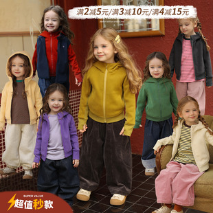 幼儿园宝宝冬季经典加绒加厚连帽卫衣外套允儿妈女童洋气修身上衣