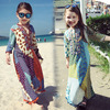 女童波西米亚沙滩长裙儿童，七分长袖民族风，连衣裙中大童母女亲子装