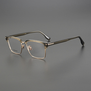 日本超轻手工橄榄绿纯钛板材眼镜框男女款复古文艺眼镜架配近视