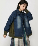 自留款1.8万日元彩色拼接显瘦经典设计2024春夏牛仔拼色外套