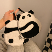 可爱熊猫双层擦手巾挂式纯棉吸水速干毛巾厨房儿童卫生间搽抹手布