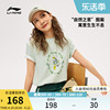 李宁中国文化系列短袖T恤女士2024夏季圆领宽松运动服