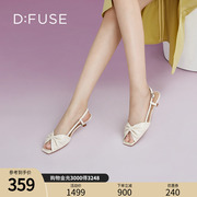 DFuse迪芙斯2023夏季羊皮蝴蝶结低跟小香风凉鞋女DF32115343