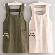 夏季棉皱布日系围裙厨房家用透气防污上班做饭定制logo印字工作服