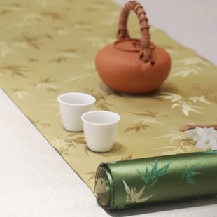 云锦茶席禅意两面用桌旗餐垫可定制竹中式茶垫喝茶的防水防油防污